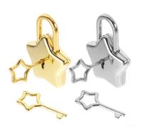 Aetluxery Lucchetto vintage a forma di stella, mini lucchetto in lega di zinco con 2 chiavi a stella, piccolo lucchetto oro e argento per diario, zaino, valigia, decorazione Love Lock (argento)