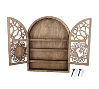 Aetluxery Mensola rustica in legno con sole e luna, con porta apribile, gotico e pietra, libreria celeste per piccole piante