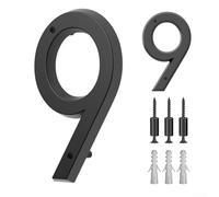 Aetluxery Moderno numero civico galleggiante da 15,2 cm, cartello nero per parete esterna o cassetta postale, numeri di casa resistenti alle intemperie per giardino, appartamento e ufficio (9#)
