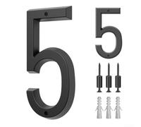 Aetluxery Moderno numero civico galleggiante da 15,2 cm, cartello nero per parete esterna o cassetta postale, numeri di casa resistenti alle intemperie per giardino, appartamento e ufficio (5#)