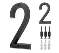 Aetluxery Moderno numero civico galleggiante da 15,2 cm, cartello nero per parete esterna o cassetta postale, numeri di casa resistenti alle intemperie per giardino, appartamento e ufficio (2#)