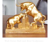 AETVRNI Statua di toro e orso, statua di Wall Street, uomini, decorazione da ufficio, da parete, strada, toro contro orso, decorazione per la casa, oro