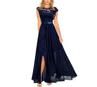 Aetygh Abiti da Damigella d'Onore Senza Maniche in Pizzo da Donna Abito da Sera da Sera con Maxi Abito Pieghettato A Tunica Floreale