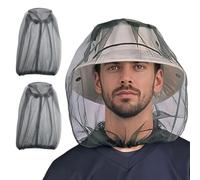 AEUXZA 3 Pz Zanzariera da Testa per Insetti, Rete da Testa Traspirante per Pesca, Giardinaggio e Outdoor, Protezione Viso Uomo e Donna, Adatta per la Maggior Parte dei Cappelli