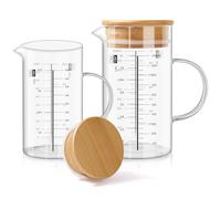 Aevcvok 500ml+1000ml Caraffa Graduata,Brocca Dosatrice in Vetro 0,5L 1L, Barattoli Vetro con Coperchio con Scala Precisa,Brocca Graduata per Misurare Ingredienti per Dolci Cottura,Misurino con Manico