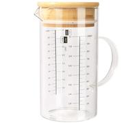 Aevcvok Brocca Dosatrice in Vetro 1000ML - Caraffa Graduata 1 Litro, Barattoli Vetro con Coperchio con Scala Precisa, Barattolo Misurino con Coperchio per la Cottura Cucina, Brocca Graduata con Manico