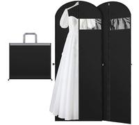 Aevcvok Copriabiti Antipolvere Nero,2 pezzi 180x60cm Borsa per Vestiti Pieghevole, Copriabiti da Armadio,Coprisedili per Vestiti con Cerniera Antiumidità e Antitarme per Vestito lungo,Completo,Vestito