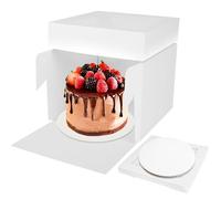 Aevcvok Set di 5 Scatola per Torta 25,4 x 25,4 x 20,3 cm, Scatole per Dolci Bianca, Contenitori per Torte con Vassoi et Finestra, 5 Pezzi Cake Box per Torta, Pie, Dessert- 10 x 10 x 8 inch