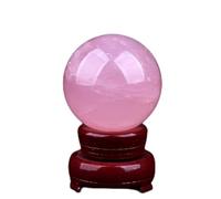 AEVHBAMXN Statuetta decorativa in quarzo rosa con sfera di cristallo, ornamento per casa e ufficio, idea regalo, con supporto, 17 cm