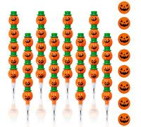 AEVQWEZNC Kit di 60 matite impilabili per Halloween e 12 gomme da cancellare, 5 in 1, matite stampate impilabili con gomme per feste di Halloween, bomboniere, articoli di cancelleria, articoli per la
