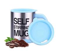 AEX Tazza da caffè auto-agitante, in acciaio inox, elettrica, con coperchio, per mescolare e ruotare automaticamente, ottima idea regalo per uomini, donne, bambini, blu, 450 ml
