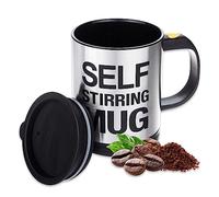 AEX Tazza elettrica nera con coperchio, 450 ml, alimentata a batteria, per mescolare senza sforzo