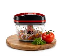 AEX Tritatutto manuale multifunzione con coperchio e manico, tritatutto per aglio e verdure, per la cucina di casa, 550 ml (rosso persiano)