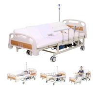 AEXET Letto ospedaliero completamente elettrico con inclinazione laterale e 10 funzioni premium, letti medici per infermieri con materasso, sponda di sicurezza, ruote silenziose