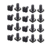 Aexit 20Pcs 12mmx12mmx16mm Panel PCB contatto momentaneo rotondo pulsante ner-o Interruttore di alimentazione 4 terminali ID: 702479