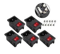 Aexit 5Pcs IEC 320 C14 Connettore alimentazione ingresso w Interruttore rossa + Fusibile vetro ID: 671615