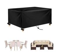 AEXOIO Copertura Mobili Da Giardino 420d 310x160x130cm/Lx P x A Mobile Da Esterno Impermeabile,Copri Tavolo E Sedie Da Esterno Impermeabile,Copertura Tavolo Da Giardino,Antivento, Protezione UV, Nero