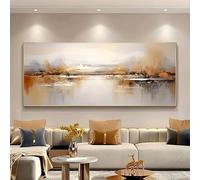 AEXOIO Grande paesaggio astratto moderno con acque calme, colline maestose, montagne nebbiose, arte murale senza cornice per l'arredamento del soggiorno 86x193cm/34x76in