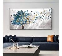 AEXOIO Poster e stampe su tela con alberi blu astratti e farfalle, quadri nordici per la decorazione murale del soggiorno 80x190cm/31x75in