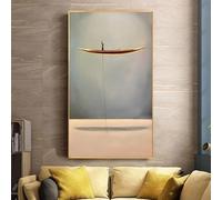 AEXOIO Poster su tela con barca dorata, stampe di dipinti astratti con paesaggio naturale, quadri artistici da parete per soggiorno, decorazione per la casa 95x190cm/37x75in