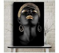 AEXOIO Quadro da parete per soggiorno Contemplatore Donna africana nera Dipinto su tela Poster e stampe Scandinavo (90x135 cm/35x53 pollici/Senza cornice)