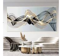 AEXOIO Quadro su tela astratto con rete in oro nero, stampe artistiche moderne di lusso, quadri di grandi dimensioni, quadri decorativi per la casa (65x140 cm/26x55 pollici/senza cornice)