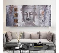 AEXOIO Stampe su tela di Buddha, dipinti in bianco e nero, quadri da parete per soggiorno, stampe moderne di grandi dimensioni, decorative (100x200 cm/39x79 pollici/senza cornice)