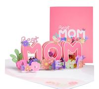 AEYA Biglietto per la Festa della Mamma e Compleanno - Speciale Biglietto Pop-Up 3D con Intaglio di Carta Raffinato, Regalo per la Festa della Mamma e Compleanno - Rosso