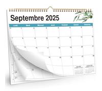 AEYAKA Calendario 2025 2026 da parete, 21 cm x 30 cm, formato A4, 16 mesi settembre 2025 a dicembre 2026, mensile da appendere con panoramica delle vacanze, francese