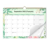 AEYAKA Calendario da parete 2025-2026, 16 mesi (settembre. 2025 - Dic. 2026), Calendario mensile da appendere con vacanze, fasi lunari, 29 x 41 cm, francese (fiori 2)