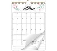 AEYAKA Calendario da parete 2025-2026, pianificatore mensile 16 mesi da settembre 2025 a dicembre 2026, formato A4, giorni festivi e spazio note, design fiori, francese