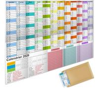 AEYAKA Calendario da parete 2026, grande calendario, Annuel, A1 Planner con Aperçu des Jours Fériés Semaines du Calendrier, Plié, 57 cm x 87 cm, Français