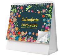 AEYAKA Calendario da tavolo 2025 - 2026 - Calendario 2025 - 2026 da settembre 2025 a dicembre 2026, 20 x 20,5 cm, spagnolo C08