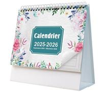 AEYAKA Calendario da tavolo 2025 - 2026 - Calendario 2025 - 2026 da settembre 2025 a dicembre 2026, 20 x 20,5 cm, francese A06