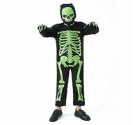 AEYAKA Costume Scheletro Bambini Halloween Fluorescente, Tuta con Ossa Verdi Stampate, Guanti & Maschera, Outfit Teschio Spaventoso per Ragazzi Ragazze, Carnevale, Festa in Maschera, Cosplay S