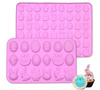 AEYAKA Stampo per Cioccolato di Pasqua, Stampo in Silicone per Cioccolato, Set di 2 Stampi per Cioccolato, Stampo per Uova di Pasqua con Coniglio per Cioccolato, Caramelle, Gelatina, Ghiaccio