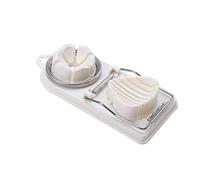 Aeyistry Affettatrice per uova e frutta, 2 in 1, in acciaio inox, accessorio da cucina utilizzato per uova sode, fragole, banana e kiwi (bianco)