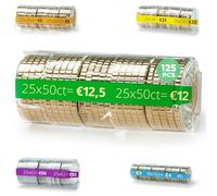 AF® - 125 Blister Monete, Pack 125 Blister Monete 50 centesimi| Formato europeo, Organizza e protegge i tuoi contanti, Conta Monete Euro (per 50cent)