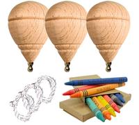 AF® - 3 Trottola legno, set 3 Trottola Bambini + 12 Cere Colorate per Bambini| Personalizza il tuo trottole, Pack 3 Trottola con corda, gioco trottole