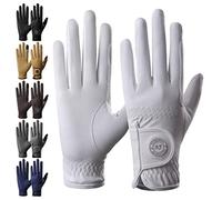 AF EQUESTRIAN - Guanti da equitazione da donna, in pelle sintetica premium, modello Sui Sereno, con design a pelle di serpente (Bianco, Taglia media)