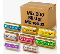 AF® Mix 200 Blister Monete | 25 Blister Monete 1 2 5 centesimi + 25 Blister Monete 1 e 2 euro + 25 Blister Monete 10 20 centesimi | Conta Monete Euro (25 per Monete)
