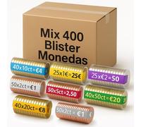 AF® Mix 400 Blister Monete | 50 Blister Monete 1 2 5 centesimi + 50 Blister Monete 1 e 2 euro + 50 Blister Monete 10 20 centesimi | Conta Monete Euro (50 blister per monete)