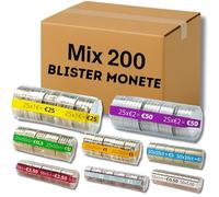 AF® - Mix di 200 blister per monete | 25 per valore: 1, 2, 5, 10, 20 e 50 centesimi, 1 e 2 euro | Organizzatore per monete