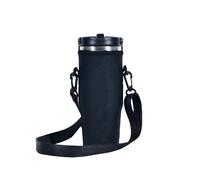 AF-WAN Manicotto isolante per bottiglia d'acqua in neoprene, impermeabile, antiscivolo, antigraffio, con tracolla, compatibile con borraccia Stanley IceFlow in acciaio inox da 850,5 g (nero)