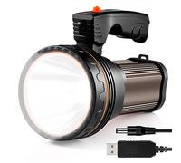 AF-WAN Torcia ricaricabile super luminosa, potente torcia a LED da 6000 lumen, portatile, resistente, ad alta potenza, impermeabile, per campeggio (marrone)