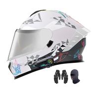 AFAGUEEUPD Casco da Motocross Bluetooth, Casco Integrale da Moto omologato ECE con Visiera, Casco Integrale Unisex B3,M = 57~58 cm