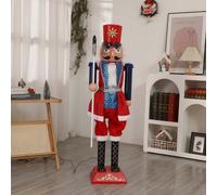 AFAGUEEUPD Ornamento Natalizio a Forma di Soldato schiaccianoci da 160 cm/5,25 Piedi, Dotato di luci e Braccio Musicale, Oscillazione Automatica per Giardino, Prato, Veranda e Feste di Natale B1