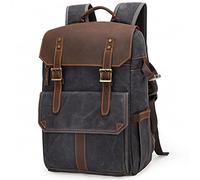 AFAKEREPPV Retro Batik Impermeabile Canvas Grande Capacità Camera Video Zaino Viaggio Casual Mens Dslr. Caso di treppiede della borsa delle spalle della fotografia Borse per fotocamere digitali(Dark G