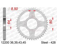 Corona acciaio 45 denti-428 AFAM SYM XS 125 K/Yamaha RD/YBR 125