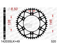 AFAM CORONA 49 DENTI ACCIAIO SLK PASSO 520 SUZUKI DRZ 400 E 2000-2008